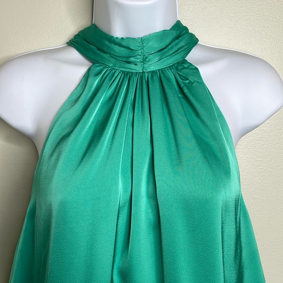 Strut & Bolt Ruffle Your Feather Halter Dress Turquoise Size Medium NWT - Picture 2 of 15